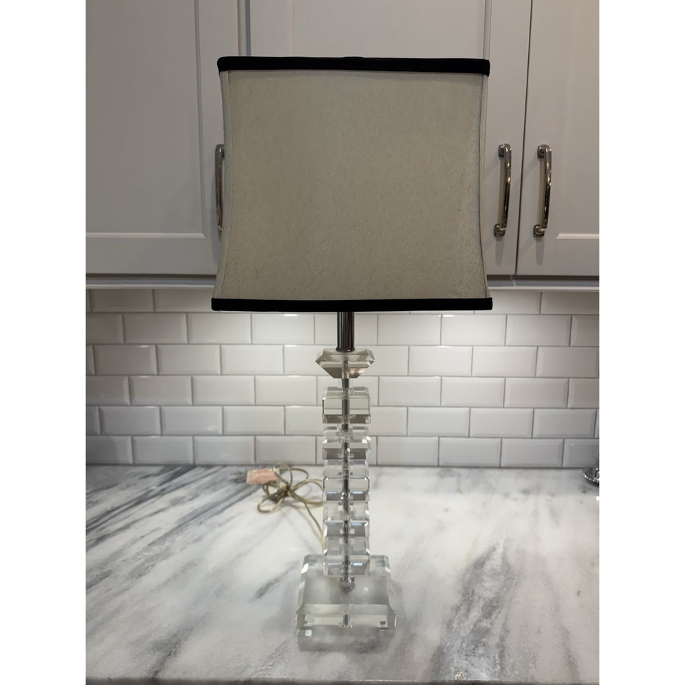 Amazing‎ 1970's Rare Vintage MCM Lucite Stacked Square Table Lamp GW997
